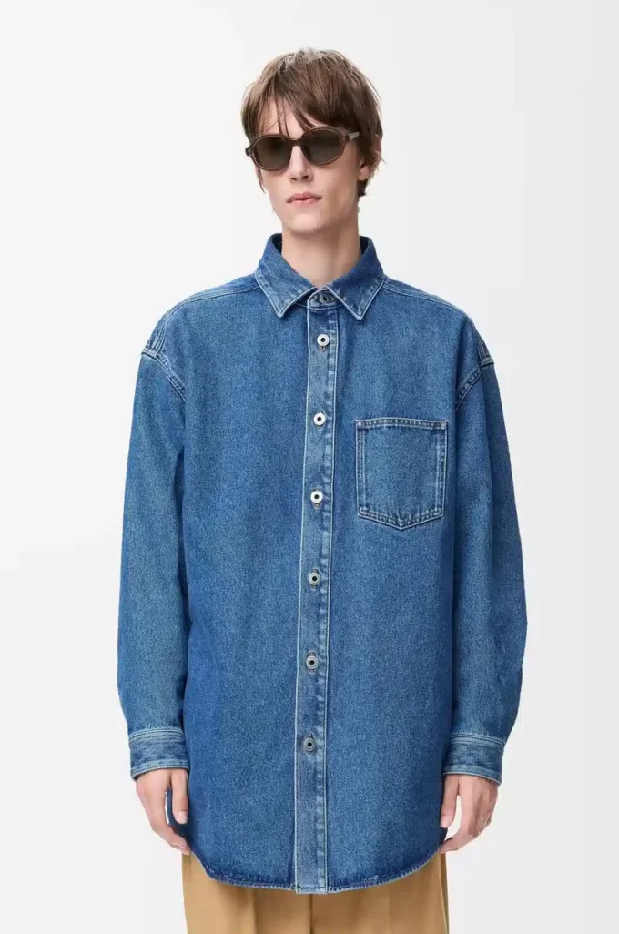 Overshirt Anagram in denim blu medio