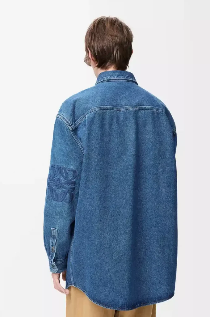 Overshirt Anagram in denim blu medio