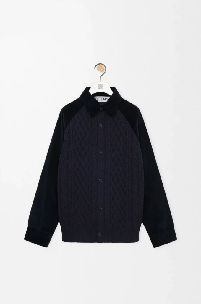 Overshirt ibrida in cotone e lana Blu navy scuro/Navy Overshirt ibrida in cotone e lana Blu navy scuro/Navy