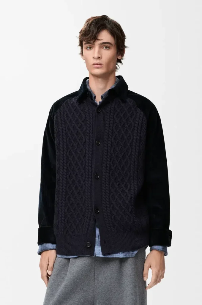 Overshirt ibrida in cotone e lana Blu navy scuro/Navy Overshirt ibrida in cotone e lana Blu navy scuro/Navy