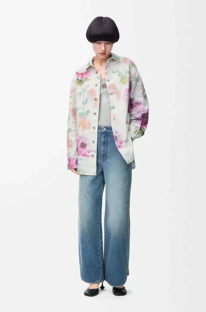Overshirt in denim Bianco/Rosa