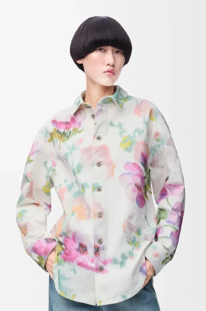 Overshirt in denim Bianco/Rosa