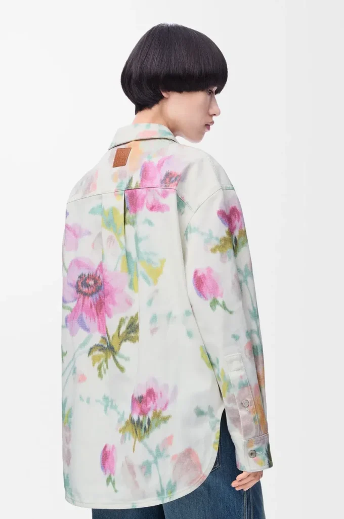Overshirt in denim Bianco/Rosa