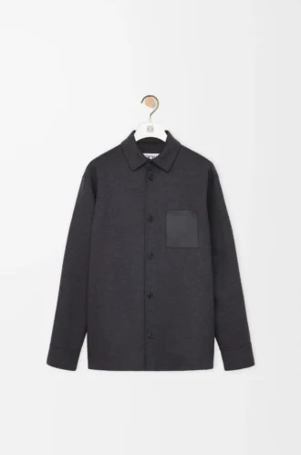 Overshirt in lana e cashmere Charcoal Melange