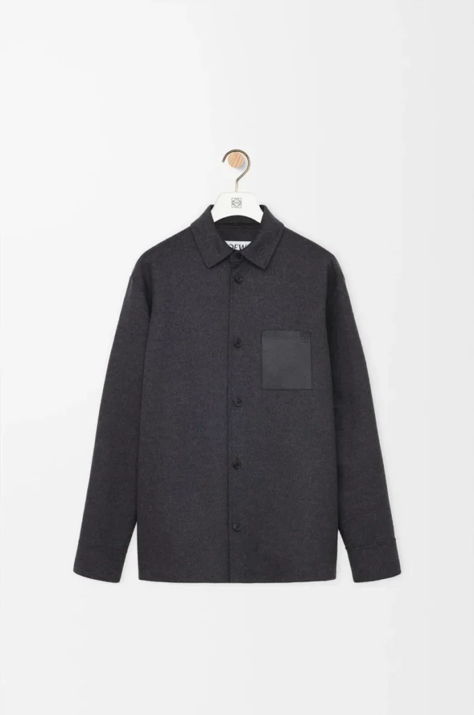 Overshirt in lana e cashmere Charcoal Melange