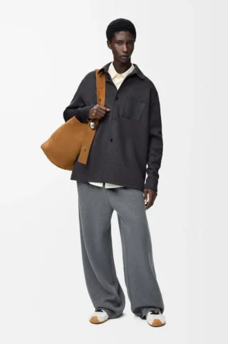 Overshirt in lana e cashmere Charcoal Melange