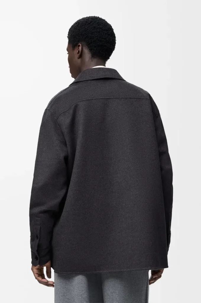 Overshirt in lana e cashmere Charcoal Melange