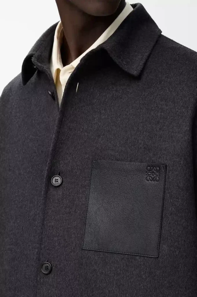 Overshirt in lana e cashmere Charcoal Melange