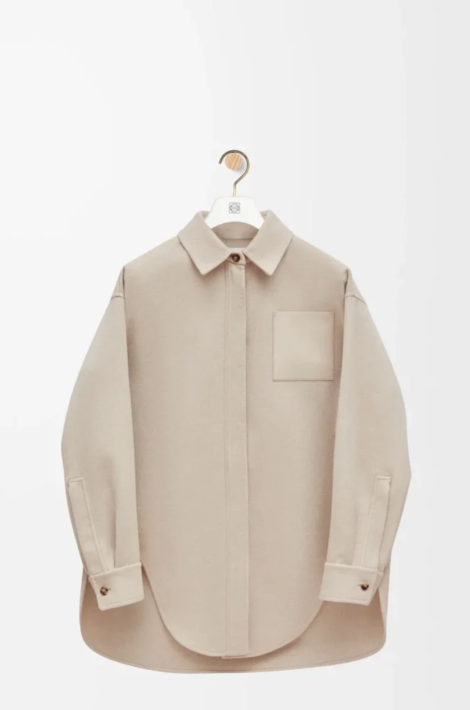 Overshirt in lana e cashmere Melange beige chiaro