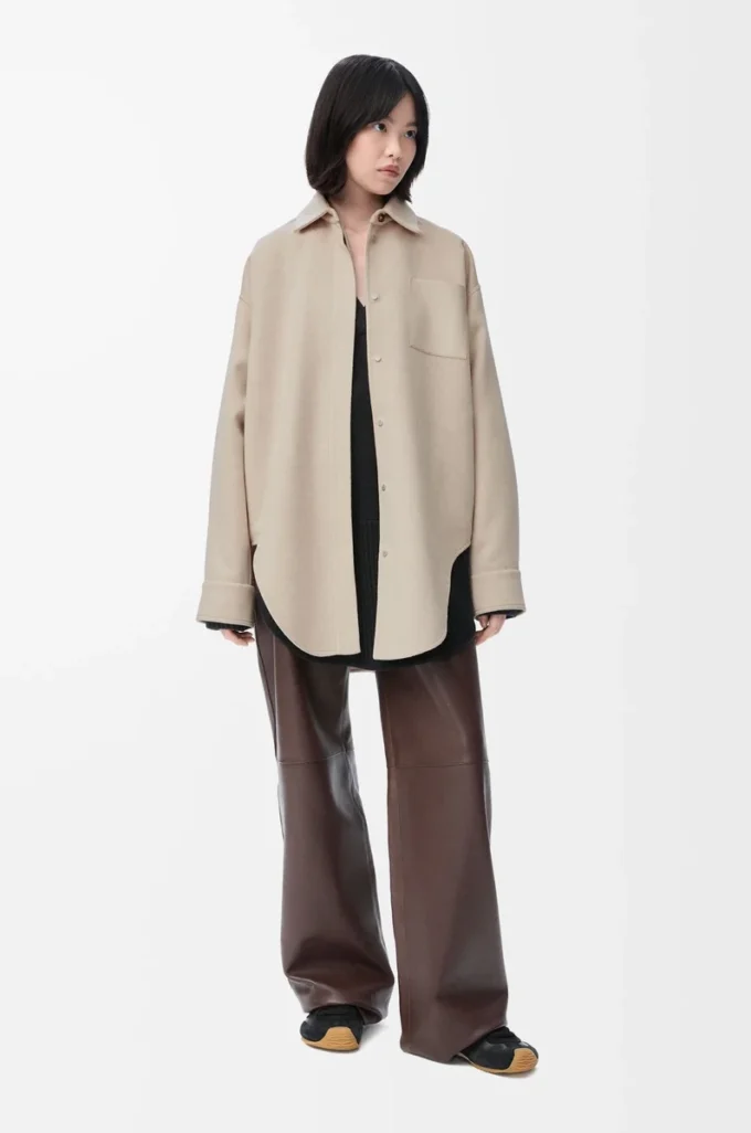 Overshirt in lana e cashmere Melange beige chiaro