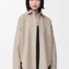 Overshirt in lana e cashmere Melange beige chiaro