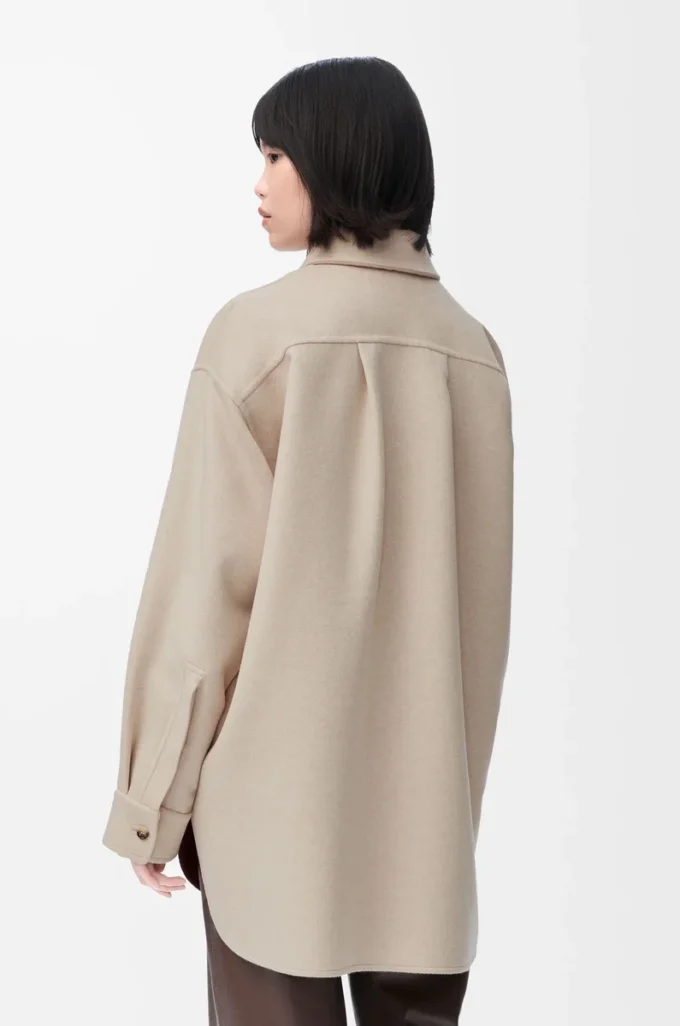 Overshirt in lana e cashmere Melange beige chiaro