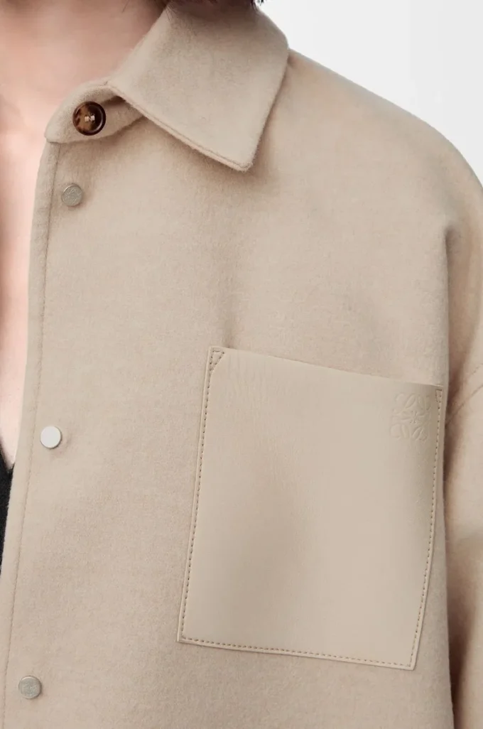 Overshirt in lana e cashmere Melange beige chiaro
