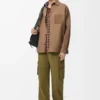 Overshirt in lana vergine e cashmere Camel/Blu