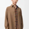 Overshirt in lana vergine e cashmere Camel/Blu