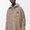 Overshirt in misto lana e lama Beige/Blu Melange