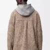 Overshirt in misto lana e lama Beige/Blu Melange