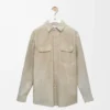 Overshirt in pelle di agnello scamosciata Bianca Overshirt in pelle di agnello scamosciata Bianca