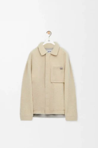 Overshirt in shearling grigio chiaro