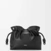 Panta medium Pochette Flamenco in pelle di vitello lucida Nero