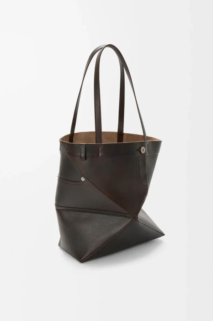 Panta medium Puzzle Fold tote in pelle di vitello lucida Vintage Brown Panta medium Puzzle Fold tote in pelle di vitello lucida Vintage Brown
