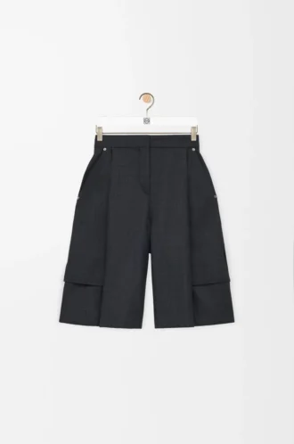 Pantaloncini cargo in lana Grigio scuro