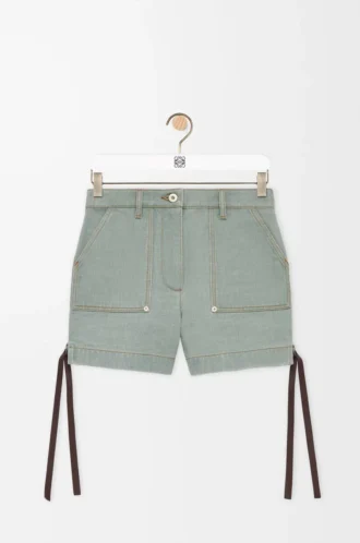 Pantaloncini da lavoro in denim verde kaki