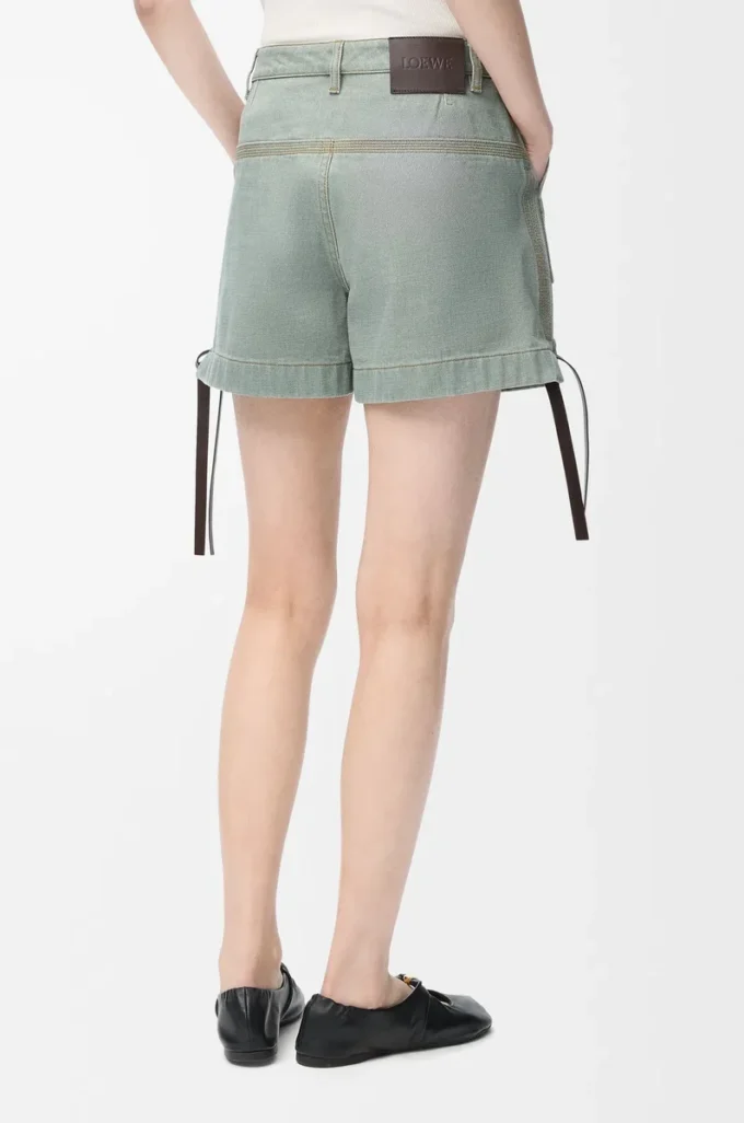 Pantaloncini da lavoro in denim verde kaki