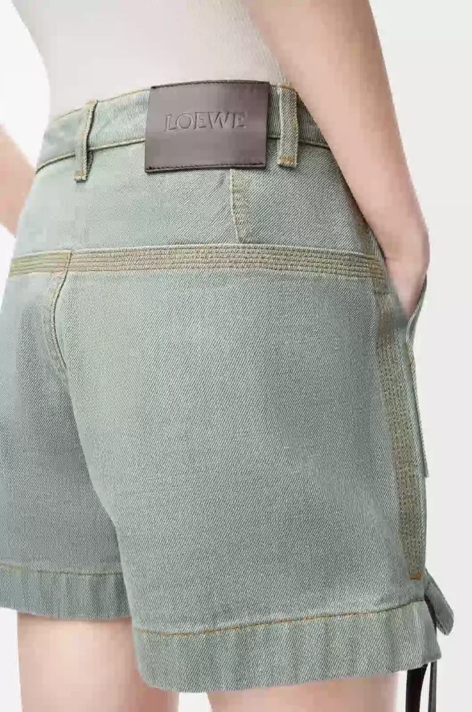 Pantaloncini da lavoro in denim verde kaki