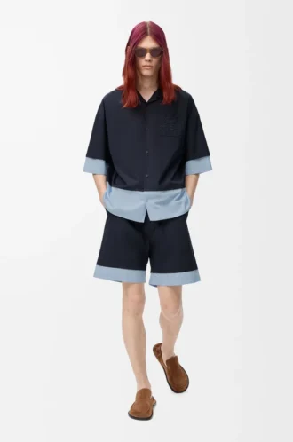 Pantaloncini in cotone blu navy scuro/azzurro