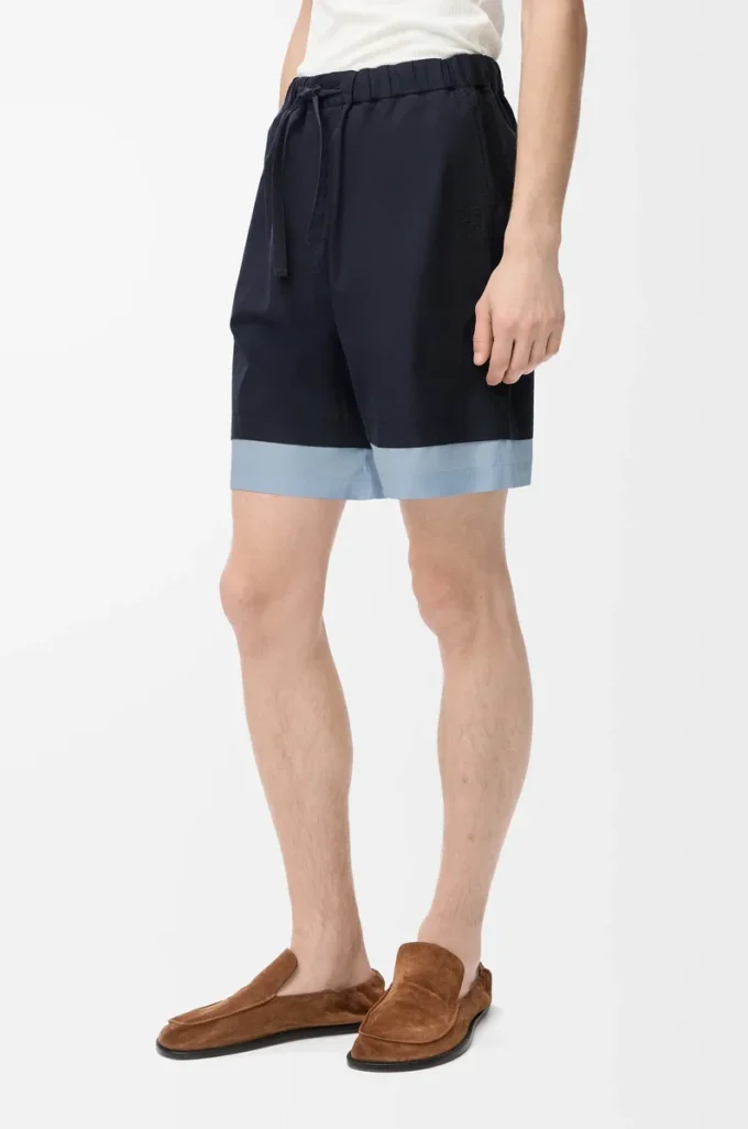 Pantaloncini in cotone blu navy scuro/azzurro Pantaloncini in cotone blu navy scuro/azzurro