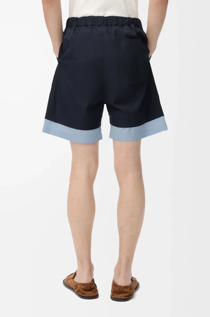Pantaloncini in cotone blu navy scuro/azzurro Pantaloncini in cotone blu navy scuro/azzurro