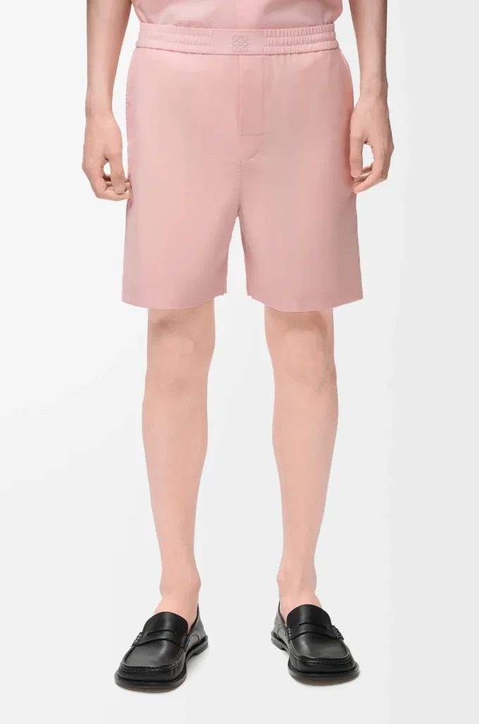 Pantaloncini in lana color corallo