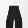 Pantaloni a barilotto in cotone e seta Nero