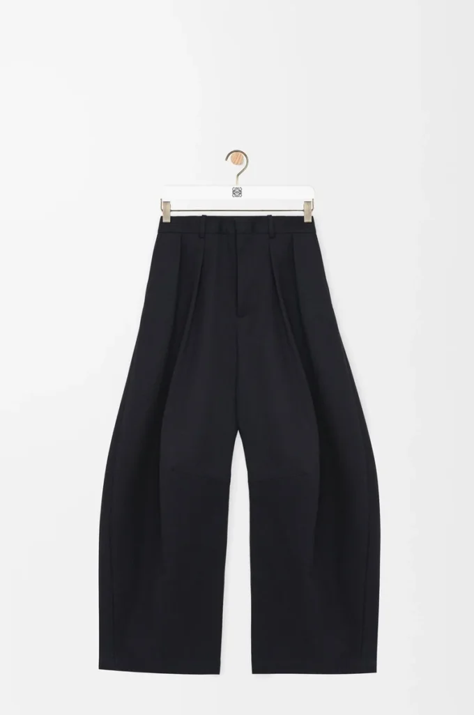 Pantaloni a barilotto in cotone e seta Nero