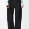 Pantaloni a barilotto in cotone e seta Nero