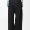 Pantaloni a barilotto in cotone e seta Nero