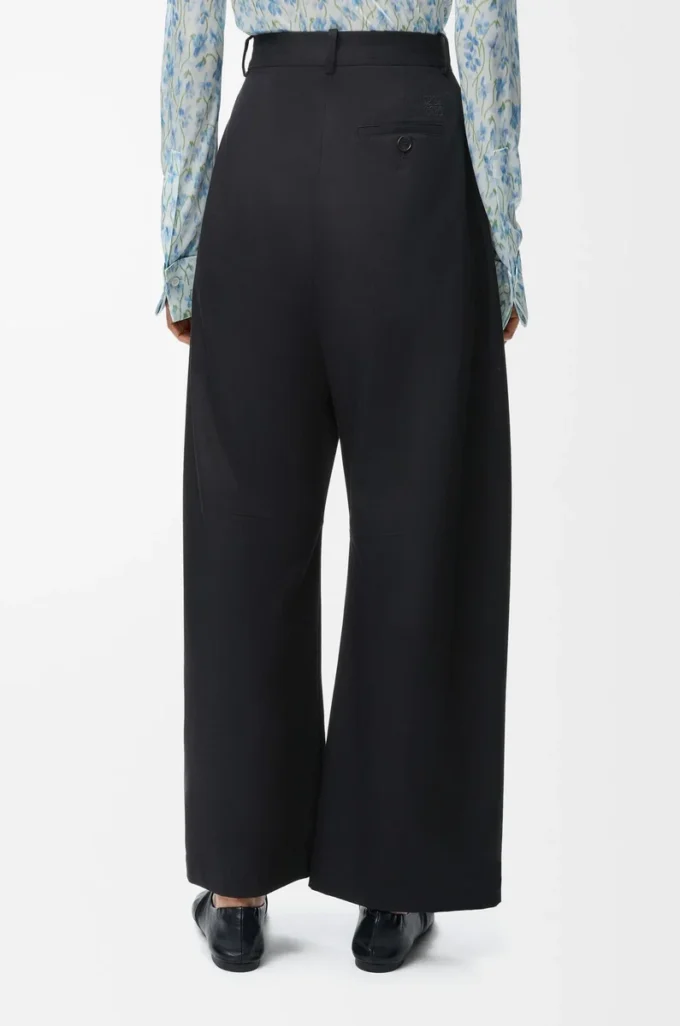 Pantaloni a barilotto in cotone e seta Nero