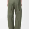 Pantaloni a barilotto in cotone e seta Verde kaki