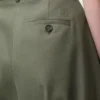 Pantaloni a barilotto in cotone e seta Verde kaki