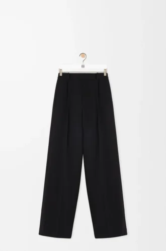 Pantaloni a gamba larga in lana Nero