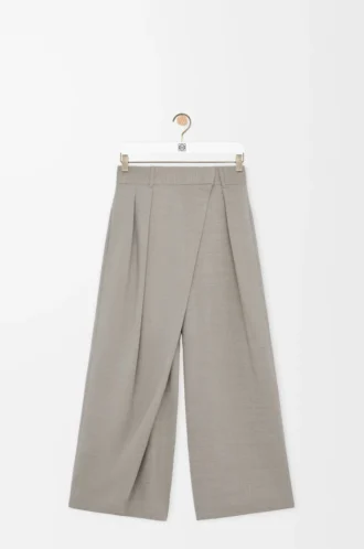 Pantaloni a portafoglio in lana Melange beige chiaro Pantaloni a portafoglio in lana Melange beige chiaro