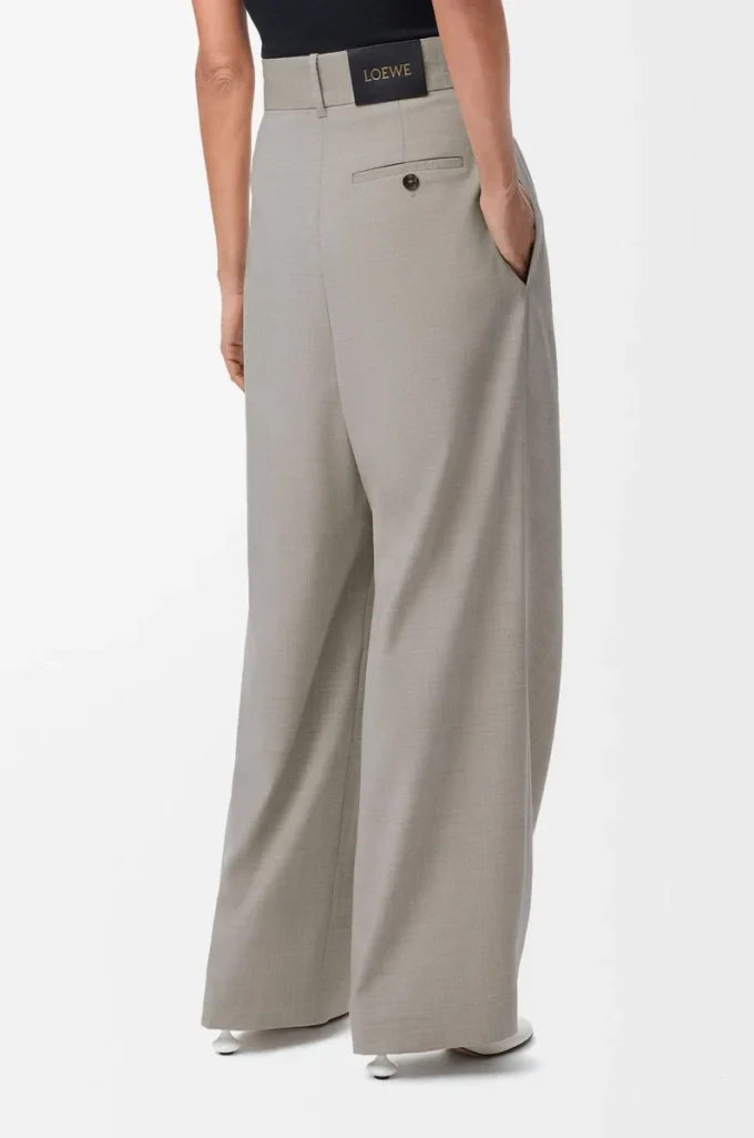 Pantaloni a portafoglio in lana Melange beige chiaro Pantaloni a portafoglio in lana Melange beige chiaro