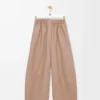 Pantaloni a zampa in pelle di agnello nappa Beige Pantaloni a zampa in pelle di agnello nappa Beige