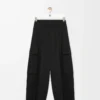 Pantaloni cargo in cotone e seta Nero