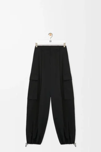 Pantaloni cargo in cotone e seta Nero