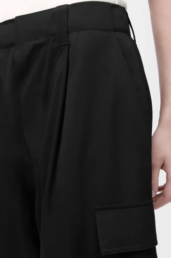 Pantaloni cargo in cotone e seta Nero
