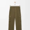 Pantaloni cargo in cotone verde kaki