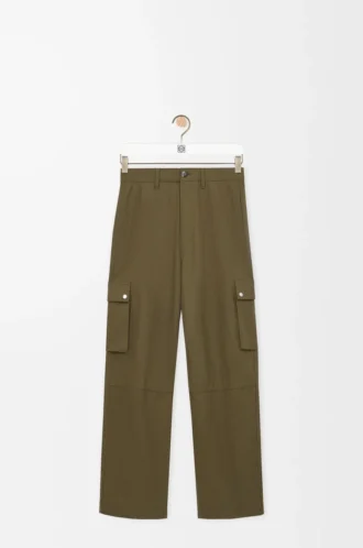Pantaloni cargo in cotone verde kaki