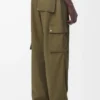 Pantaloni cargo in cotone verde kaki